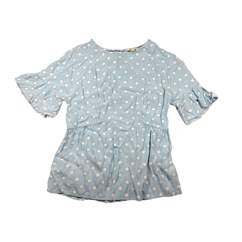 Women Boden Blouse Polka Dot Light Blue‎ Blue White Size 2